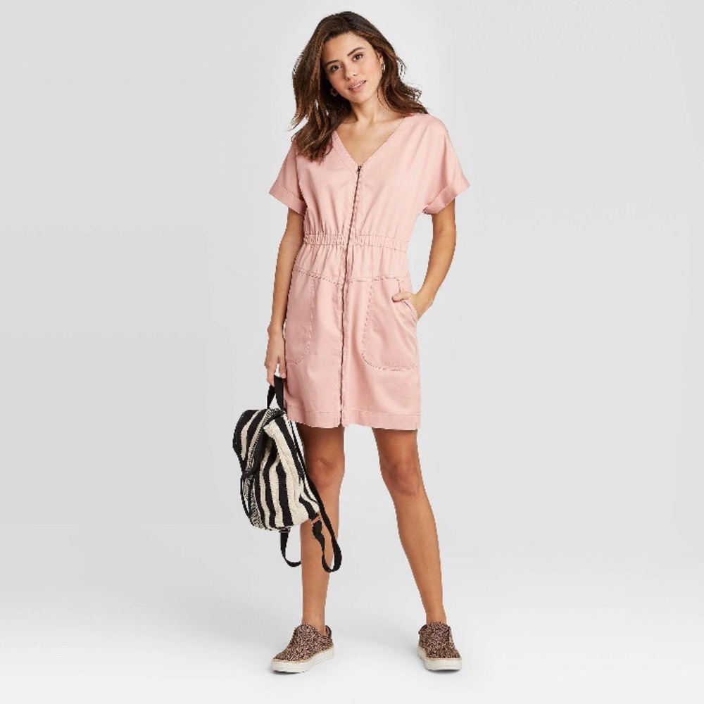 NWT Universal Thread Zip Up Short Sleeve Dress